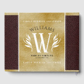 レザーエレガントリーフ&ヴィンテージ紙名字モットー ゲストブック (裏面)