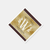 レザーエレガントリーフ&ヴィンテージ紙名字モットー スタンダードカクテルナプキン (角)