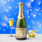 レザーエレガントリーフ&ヴィンテージ紙名字モットー スパークリングワインラベル