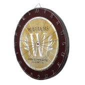 レザーエレガントリーフ&ヴィンテージ紙名字モットー ダーツボード (正面右)