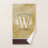 レザーエレガントリーフ&ヴィンテージ紙名字モットー バスタオルセット (ハンドタオル)