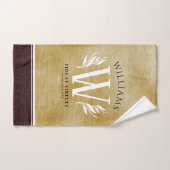 レザーエレガントリーフ&ヴィンテージ紙名字モットー バスタオルセット (ハンドタオル)