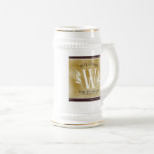 レザーエレガントリーフ&ヴィンテージ紙名字モットー ビールジョッキ (正面右)