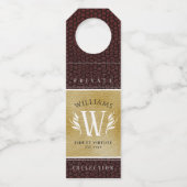 レザーエレガントリーフ&ヴィンテージ紙名字モットー ボトルネックタグ (正面)