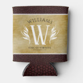 レザーエレガントリーフ&ヴィンテージ紙名字モットー 缶クーラー (正面)