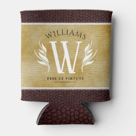 レザーエレガントリーフ&ヴィンテージ紙名字モットー 缶クーラー