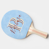 レザーエレガントルックブルー3カラーモノグラムI名 卓球ラケット (横)