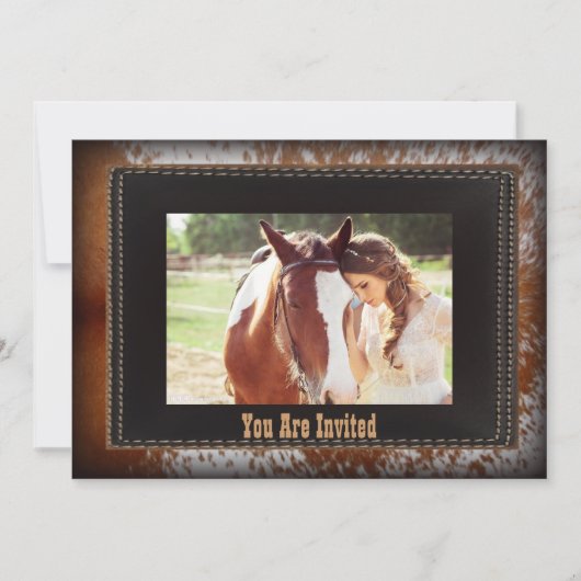 レザーカウボーイカントリーウェスタン結婚式招待状 招待状 (正面)