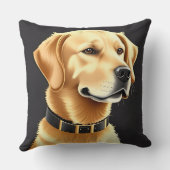 レザーカラーを着たゴールデンレトリバー犬 クッション (裏面)