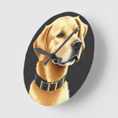 レザーカラーを着たゴールデンレトリバー犬 ラウンド壁時計 (傾斜)