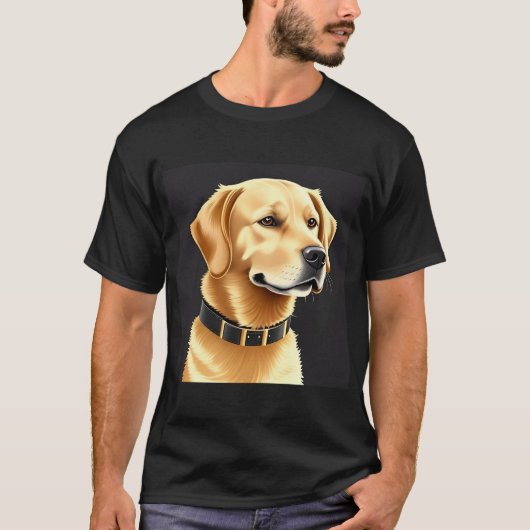 レザーカラーを着たゴールデンレトリバー犬 Tシャツ (正面)