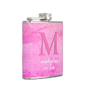 レザーガーリーフェイクピンクモノグラム名 フラスク (右)