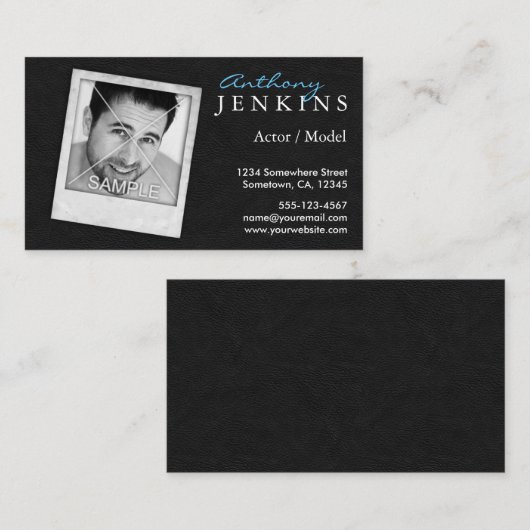 レザークールフレームカスタムフォトアクターヘッドショット 名刺 (正面/裏面)