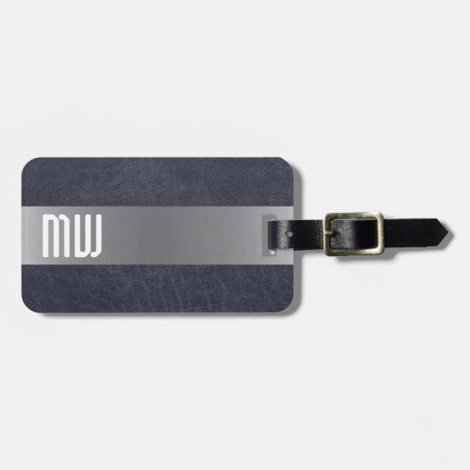 レザークールメタルストライプモノグラはっきりしたム ラゲッジタグ (正面横)