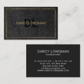 レザーグレインルックブラック炭金ゴールド 名刺 (正面/裏面)