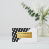 レザーコンテンポラリーフェイクホワイトストライプ 名刺 (スタンド正面)