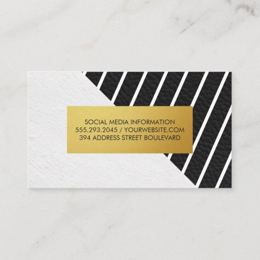 レザーコンテンポラリーフェイクホワイトストライプ 名刺 (裏面)