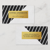レザーコンテンポラリーフェイクホワイトストライプ 名刺 (正面/裏面)