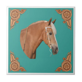 レザーコーナー付き西パロミノ馬 タイル