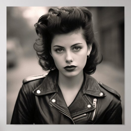 レザージャケットにグレイザーパンクガール ポスター (正面)