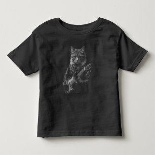 レザージャケットの遊エレキギターの猫 トドラーTシャツ