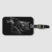 レザージャケットの遊エレキギターの猫 ラゲッジタグ (正面横)