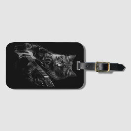 レザージャケットの遊エレキギターの猫 ラゲッジタグ