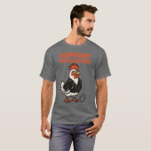 レザージャケットを着たクールな雄鶏 ポリネーターを応援しよう Tシャツ (正面フル)