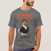 レザージャケットを着たクールな雄鶏 ポリネーターを応援しよう Tシャツ (正面)
