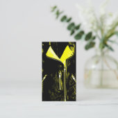 レザージャケットイエロービジネスカードブラック 名刺 (スタンド正面)