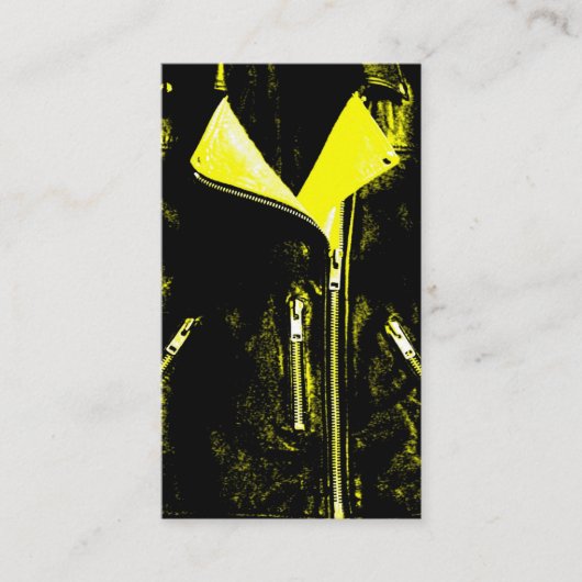 レザージャケットイエロービジネスカードブラック 名刺 (正面)