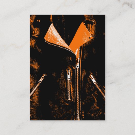 レザージャケットオレンジの名刺ブラックチャブ 名刺 (正面)