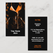 レザージャケットオレンジビジネスカードブラックポートレート 名刺 (正面/裏面)