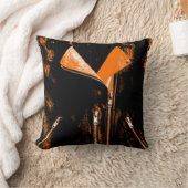 レザージャケットオレンジプリント装飾用クッションスクエア クッション (ブランケット)