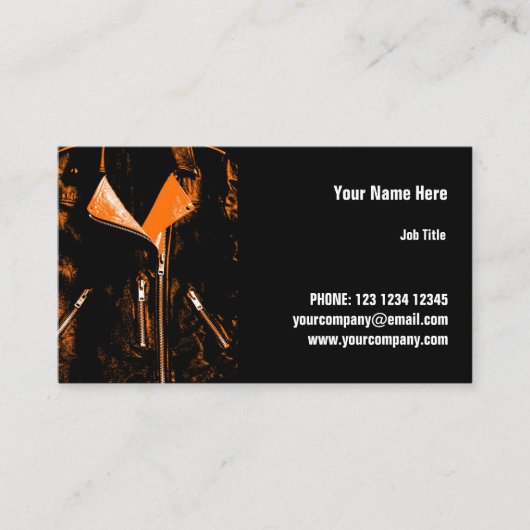 レザージャケットオレンジ色の名刺（横） 名刺 (正面)