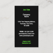 レザージャケットグリーンビジネスカードブラックポートレート 名刺 (裏面)