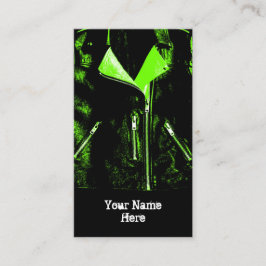 レザージャケットグリーンビジネスカードブラックポートレート 名刺