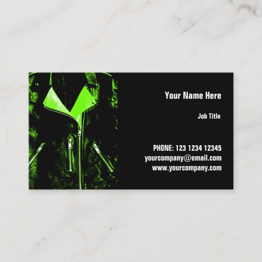 レザージャケットグリーン名刺（横） 名刺 (正面)