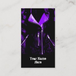 レザージャケットパープルビジネスカードブラックポートレート 名刺