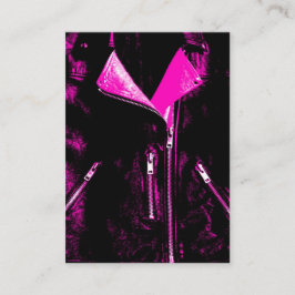 レザージャケットピンクの名刺ブラックチャブ 名刺