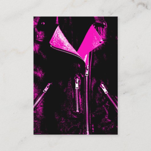 レザージャケットピンクの名刺ブラックチャブ 名刺 (正面)