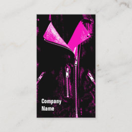 レザージャケットピンクビジネスカードブラックサイド文字 名刺