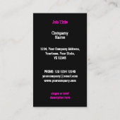 レザージャケットピンクビジネスカードブラックポートレート 名刺 (裏面)