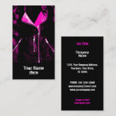 レザージャケットピンクビジネスカードブラックポートレート 名刺 (正面/裏面)