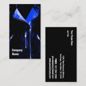 レザージャケットブルービジネスカードブラックサイド文字 名刺 (正面/裏面)