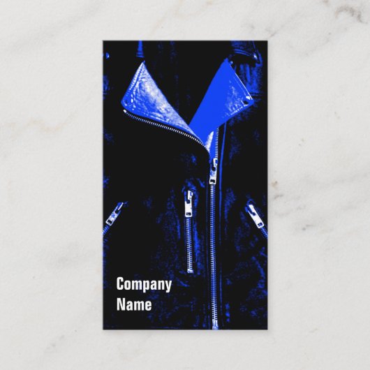 レザージャケットブルービジネスカードブラックサイド文字 名刺 (正面)