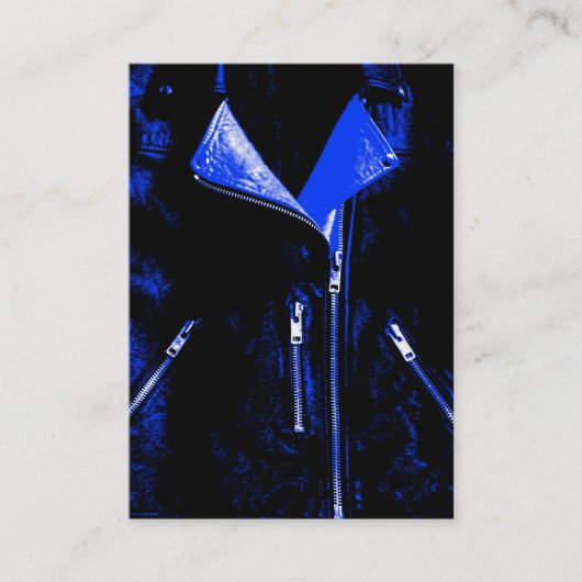 レザージャケットブルービジネスカードブラックチャブ 名刺 (正面)