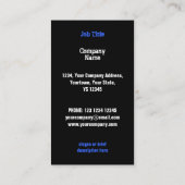 レザージャケットブルービジネスカードブラックポートレート 名刺 (裏面)