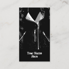 レザージャケットホワイトビジネスカードブラックポートレート 名刺