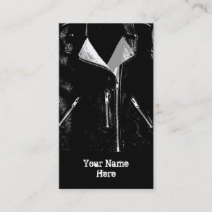 レザージャケットホワイト'Name'ブラック 名刺